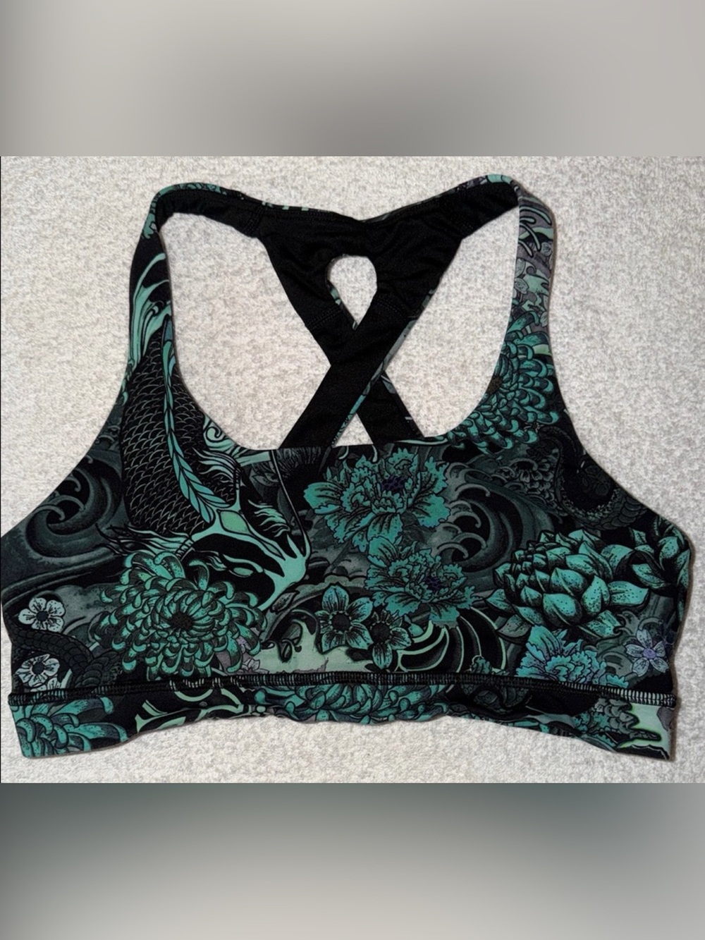 Lululemon Time To Sweat Memior Multi Green Floral Racerback Sports Bra W2ATIS